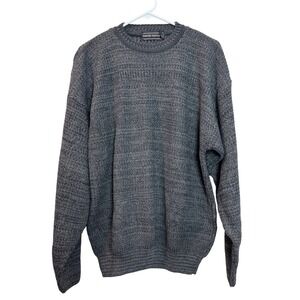 David Taylor Mens Gray Textured Knit Crew‎ Neck Sweater Large Acrylic Soft Cozy